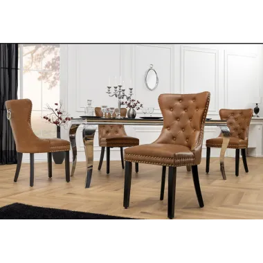 Invicta Krzesło CASTLE imitacja skóry cognac brown 50cm / 44586