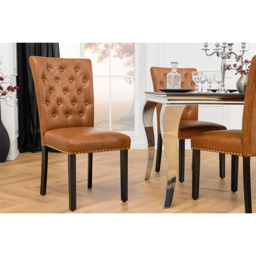 Invicta Krzesło CASTLE imitacja skóry cognac brown 46cm / 44589