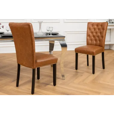 Invicta Krzesło CASTLE imitacja skóry cognac brown 46cm / 44589