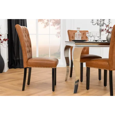 Invicta Krzesło CASTLE imitacja skóry cognac brown 46cm / 44589