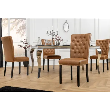 Invicta Krzesło CASTLE imitacja skóry cognac brown 46cm / 44589