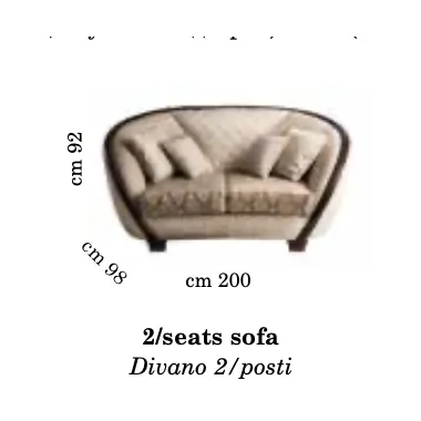 MODIGLIANI Włoska Sofa 2 osobowa tapicerowana 200 x 92 x 98cm / Arredoclassic