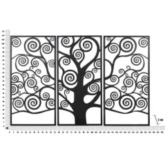 Panel ścienny Drzewo Życia czarny tryptyk 165 x 2 x 110cm / 032155000N