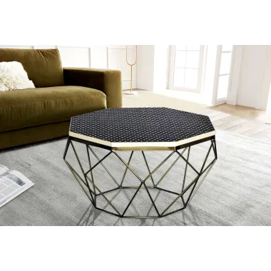Invicta Stolik kawowy DIAMOND poliżywica mosiądz 70cm / 45215
