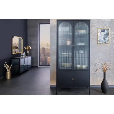 Invicta Witryna PARIS szkło żebrowane czarne 110cm / 43330