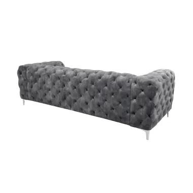 Invicta Chesterfield Sofa 3-osobowa MODERN BAROCK ciemnoszary aksamit 240cm / 41134