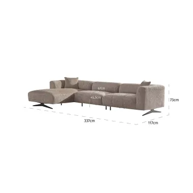 Sofa Hoxton 3-osobowa + szezlong lewy (Be Lovely 170 Beż) - Richmond
