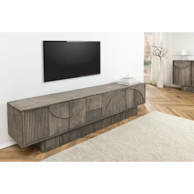 Invicta Szafka RTV ART DECO drewno dymione mango szare 200cm / 45481