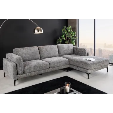 Invicta Sofa narożna MANHATTAN tkanina teksturowana szara 295 x 88 x 85cm / 44278