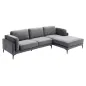 Invicta Sofa narożna MANHATTAN prawo stronny szary aksamit 295 x 88 x 85cm / 44277