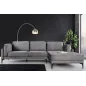 Invicta Sofa narożna MANHATTAN prawo stronny szary aksamit 295 x 88 x 85cm / 44277