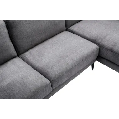 Invicta Sofa narożna MANHATTAN prawo stronny szary aksamit 295 x 88 x 85cm / 44277