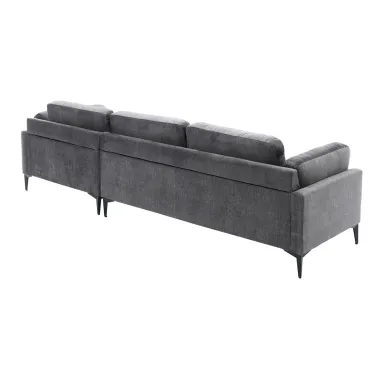 Invicta Sofa narożna MANHATTAN prawo stronny szary aksamit 295 x 88 x 85cm / 44277