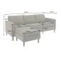 Invicta Sofa narożna STOCKHOLM szary sztruks 220cm / 44150