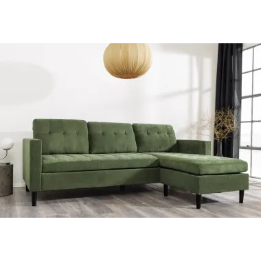 Invicta Sofa narożna STOCKHOLM zielony sztruks 220cm / 44152