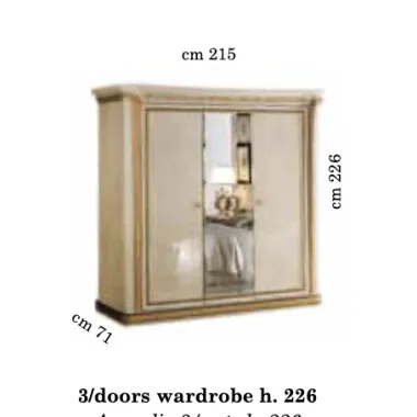 MELODIA Włoska Szafa 3 drzwiowa 215 x 226 x 71cm ArredoClassic