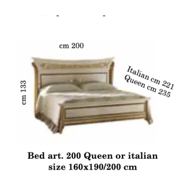 MELODIA Włoskie Łóżko Queen Size 200 x 133 x 221/235 / ArredoClassic