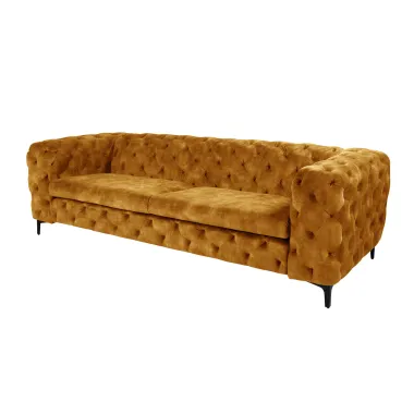 Invicta Chesterfield Sofa 3-osobowa MODERN BAROCK musztardowo żółty aksamit 240cm / 44392