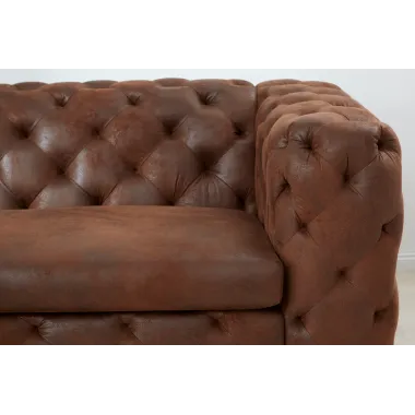 Invicta Chesterfield Sofa 3-osobowa MODERN BAROCK antyczny brąz mikrofibra 240cm / 44396