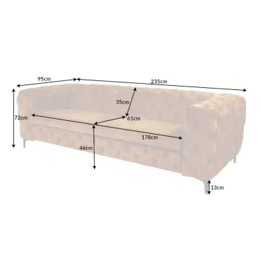 Invicta Chesterfield Sofa 3-osobowa MODERN BAROCK antyczny brąz mikrofibra 240cm / 44396
