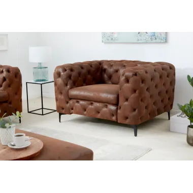 Invicta Fotel nowoczesny MODERN BAROCK antyczny brąz mikrofibra 120cm / 44399