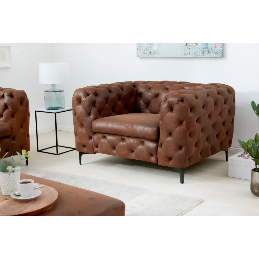Invicta Fotel nowoczesny MODERN BAROCK antyczny brąz mikrofibra 120cm / 44399