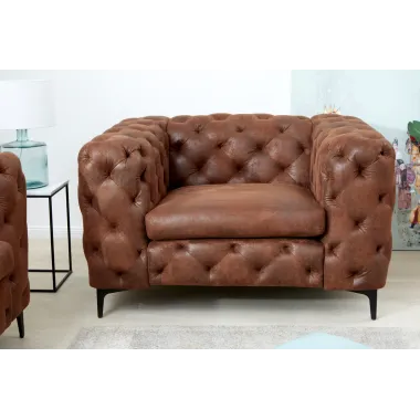 Invicta Fotel nowoczesny MODERN BAROCK antyczny brąz mikrofibra 120cm / 44399