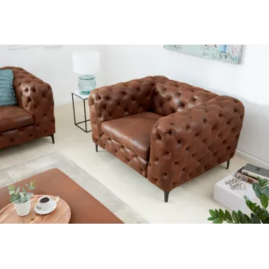 Invicta Fotel nowoczesny MODERN BAROCK antyczny brąz mikrofibra 120cm / 44399