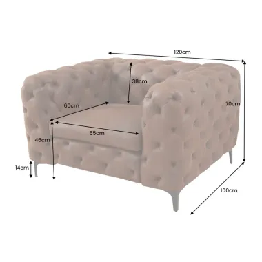 Invicta Fotel nowoczesny MODERN BAROCK antyczny brąz mikrofibra 120cm / 44399
