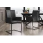 Invicta Krzesło na płozie SAMSON szary taupe z podłokietnikiem skóra 58cm / 45176