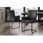 Invicta Krzesło na płozie SAMSON szary taupe z podłokietnikiem skóra 58cm / 45176