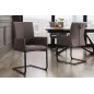 Invicta Krzesło na płozie SAMSON brązowy taupe z podłokietnikiem skóra 58cm / 45175