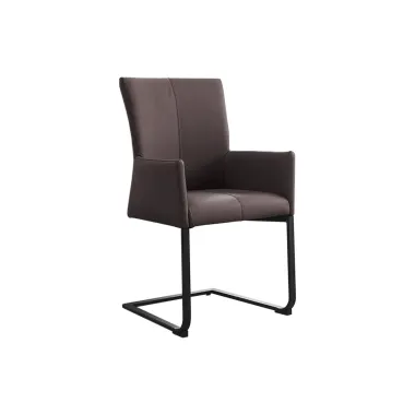 Invicta Krzesło na płozie SAMSON brązowy taupe z podłokietnikiem skóra 58cm / 45175