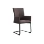 Invicta Krzesło na płozie SAMSON brązowy taupe z podłokietnikiem skóra 58cm / 45175