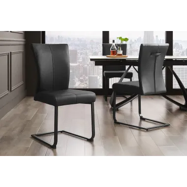 Invicta Krzesło na płozie SAMSON czarny taupe skóra 58cm / 45174