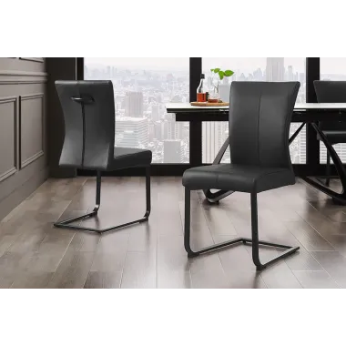 Invicta Krzesło na płozie SAMSON czarny taupe skóra 58cm / 45174