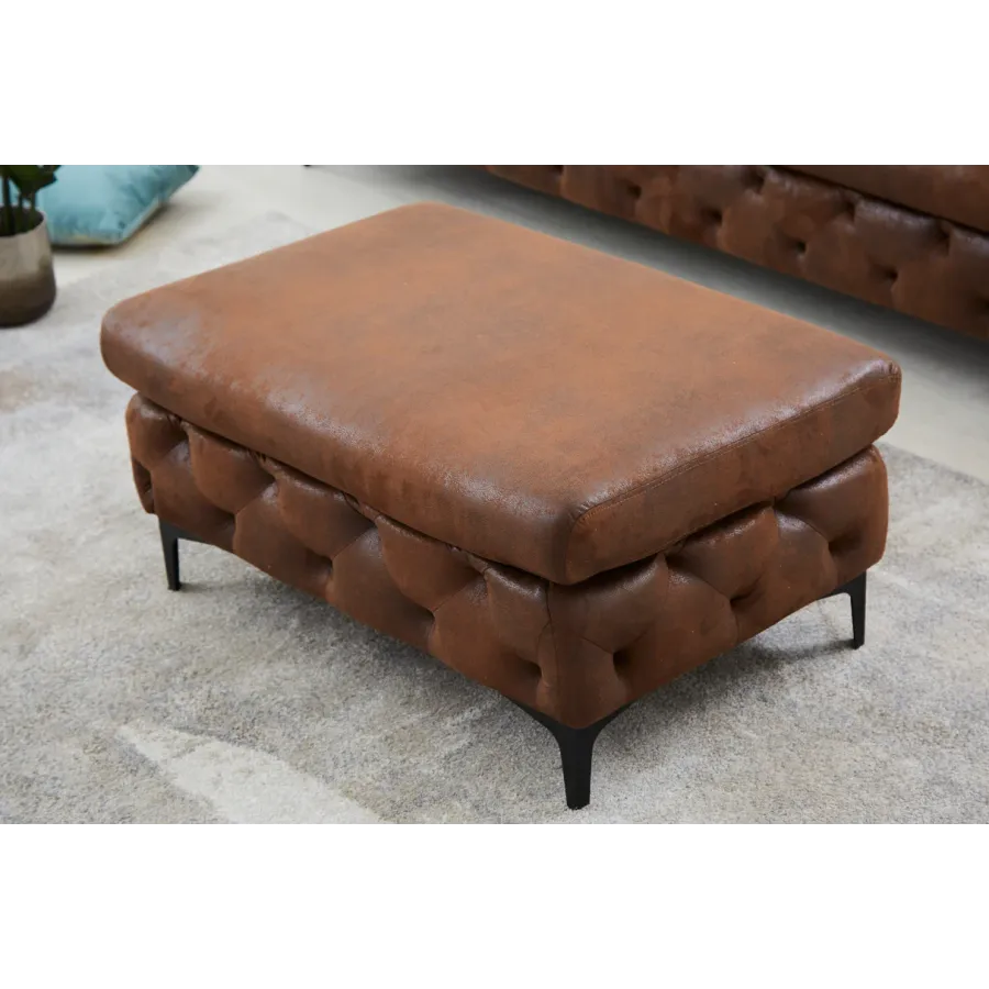 Invicta Pufa MODERN BAROCK mikrofibra antyczny brąz 90cm / 44403