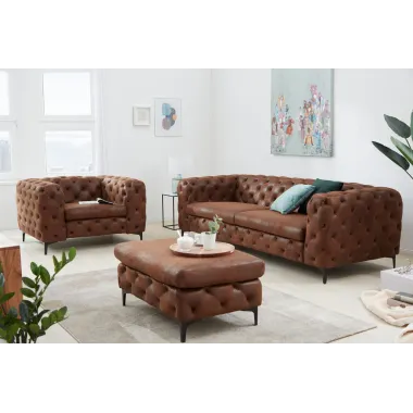 Invicta Pufa MODERN BAROCK mikrofibra antyczny brąz 90cm / 44403