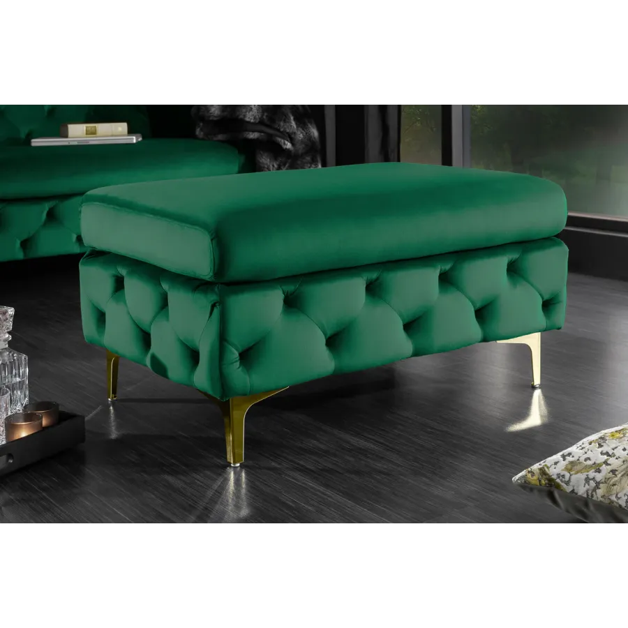 Invicta Pufa MODERN BAROCK szmaragdowo zielony  aksamit 92cm  / 39611