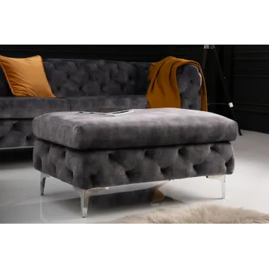 Invicta Pufa MODERN BAROCK ciemnoszary aksamit 92cm / 41135