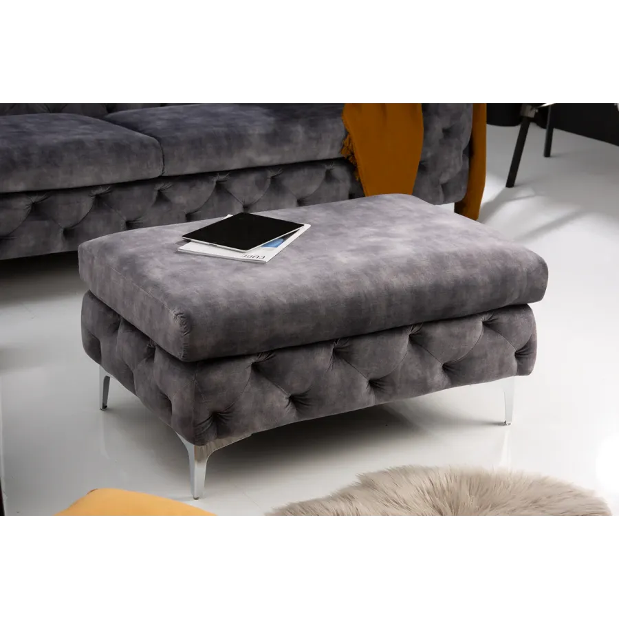 Invicta Pufa MODERN BAROCK ciemnoszary aksamit 92cm / 41135