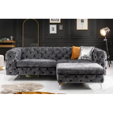 Invicta Pufa MODERN BAROCK ciemnoszary aksamit 92cm / 41135