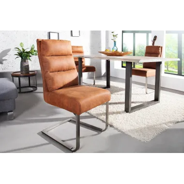 Invicta Krzesło COMFORT na płozie mikrofibra vintage jasnobrązowy 44cm / 36543