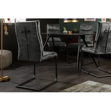 Invicta Krzesło COMFORT na płozie aksamitny ciemnozielony 45cm / 41170