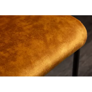 Invicta Krzesło COMFORT na płozie aksamitny musztardowo żółty 45cm / 41169