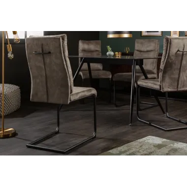 Invicta Krzesło COMFORT na płozie mikrofibra antyczny taupe 45cm / 41172