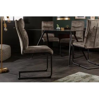 Invicta Krzesło COMFORT na płozie mikrofibra antyczny taupe 45cm / 41172