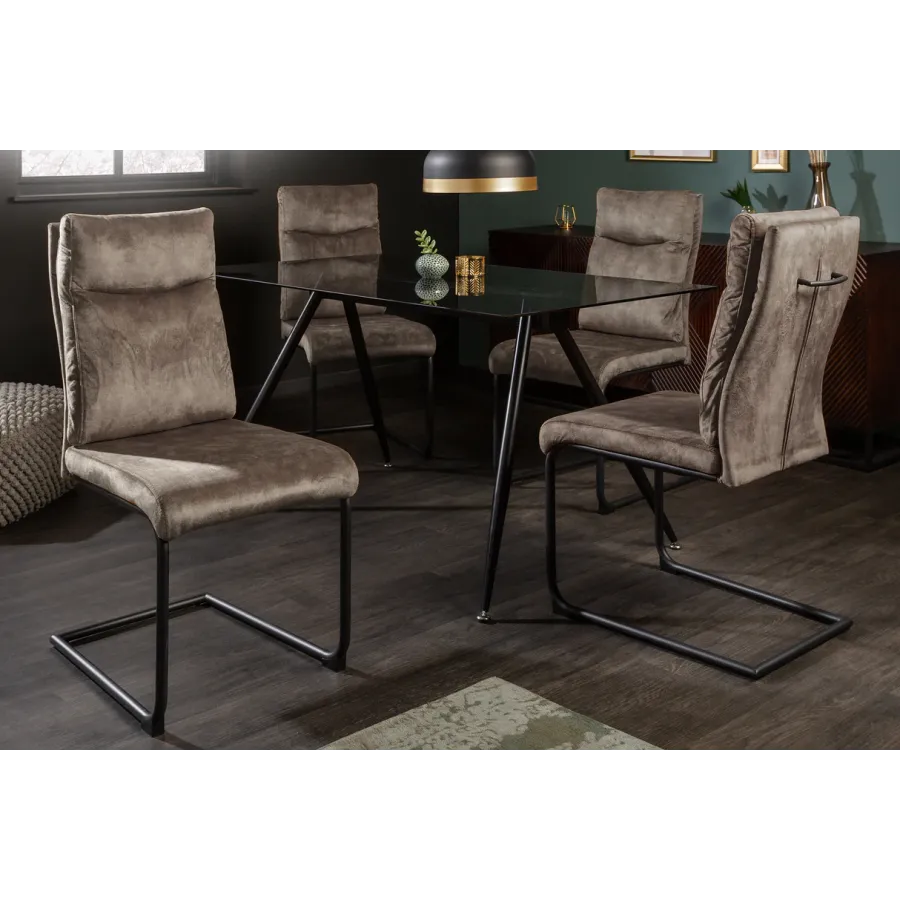Invicta Krzesło COMFORT na płozie mikrofibra antyczny taupe 45cm / 41172