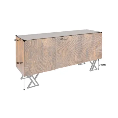 Invicta FLUID Komoda brązowa lite drewno mango 3D 160cm / 40244