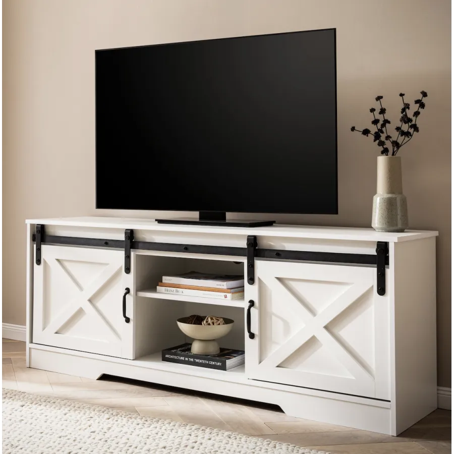 Wohnling Szafka RTV wiejski styl biała 150 x 60 x 40cm / WL6.879